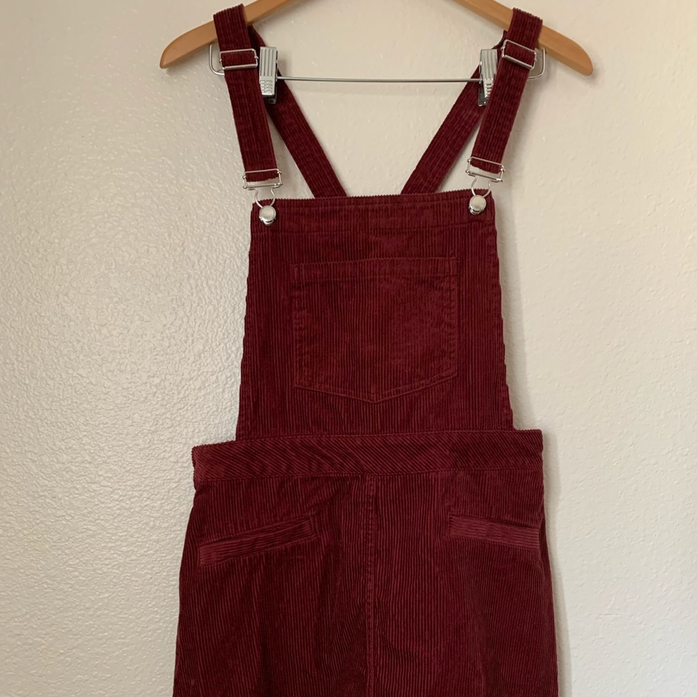 Maroon Burgundy Corduroy Overall Dress